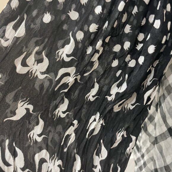 BL-NK BLOUSE MIRANDA PEASANT MONOCHROMATIC BLACK/WHITE SHEER PRINT Sz S BADDIE - Picture 10 of 16